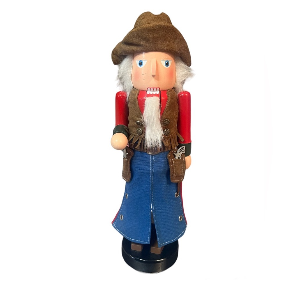 Wooden‎ nutcracker with holster and guns Cowboy 13.5”
